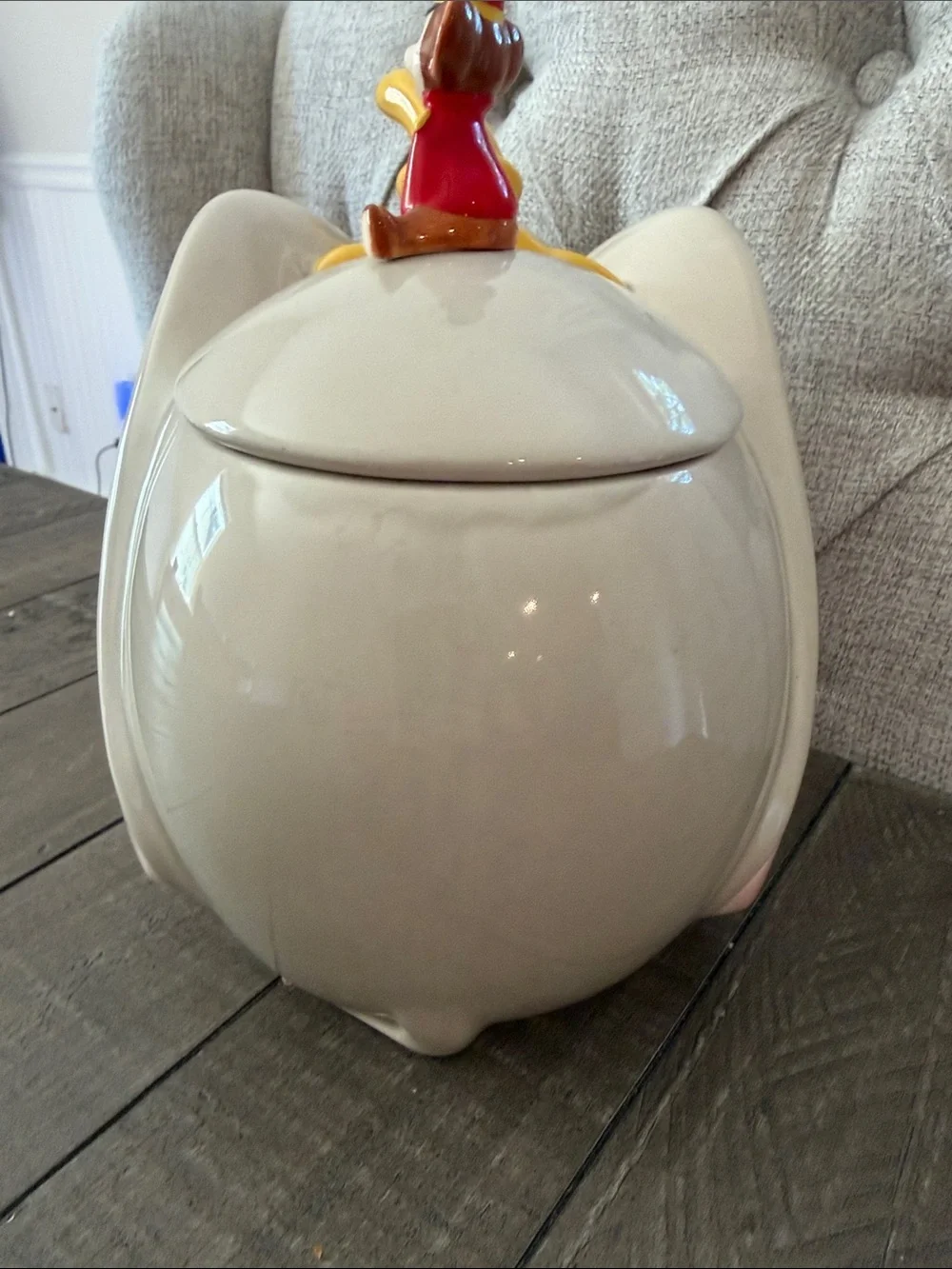 Vintage 1992 Disney Dumbo cookie jar featuring Timothy Mouse on the lid